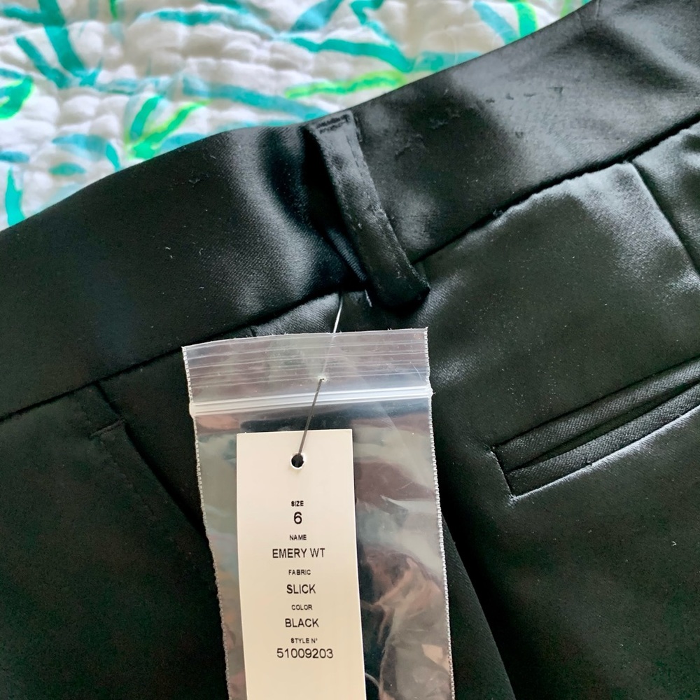 NWT Theory Black Satin Wide Leg Mid Rise Pants 6 - Picture 10 of 13